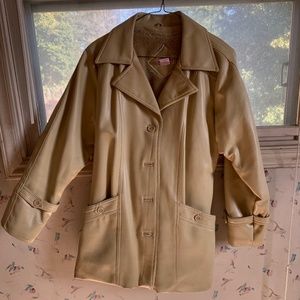 EUC ~ HABAND FOR HER Vintage Womens Tan Faux Leather Fur / Vinyl Jacket